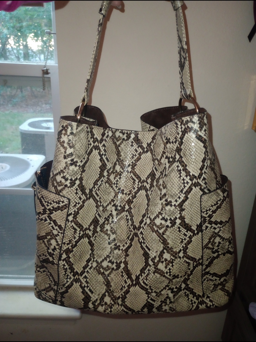 Boutique Snake-Print Tote With Faux Suede Lining
